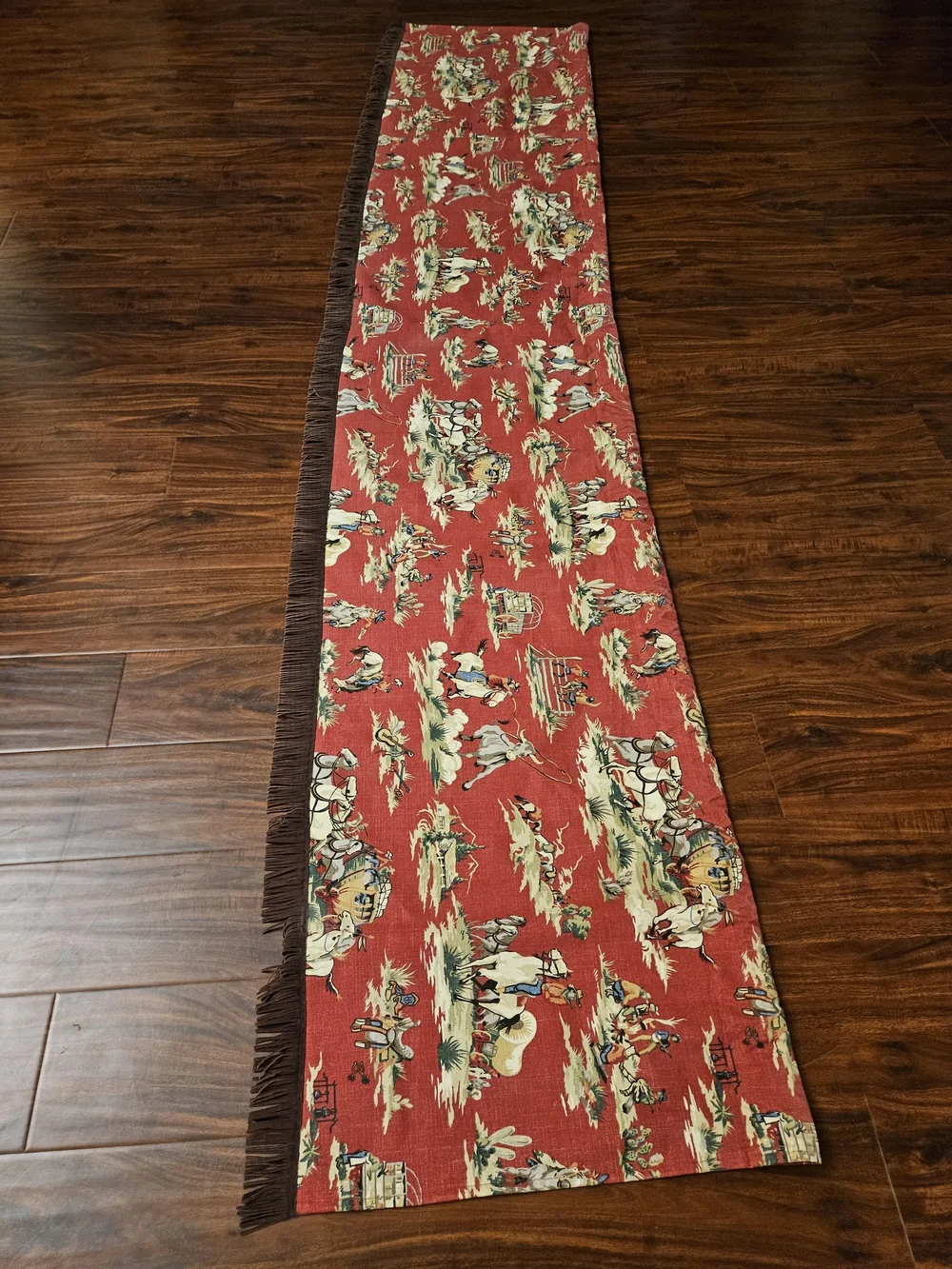 Cowboy Western Print Window Valance with Fringe